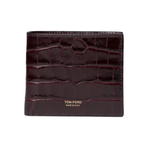 TOM FORD Calfskin With Sheepskin Card Holder Card Holder Men's Burgundy