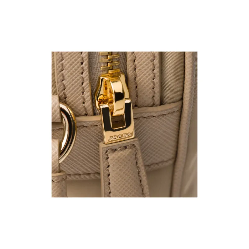 PRADA Re-Edition Recycled Nylon With Patchwork Leather Crossbody Bag Shoulder Bag Women's Camel Brown-4