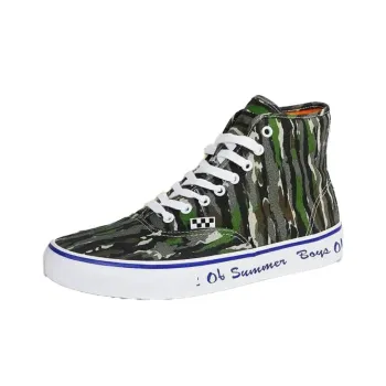 Vans Skate Authentic Skateboard Shoes Unisex High-Top Green/Black/White/Blue