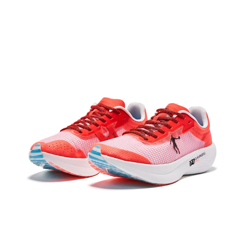 QIAODAN Flying Shadow PB1.0 Slip Resistant, Abrasion Resistant, Lightweight Low Top Running Shoes Women's Orange Blue-1