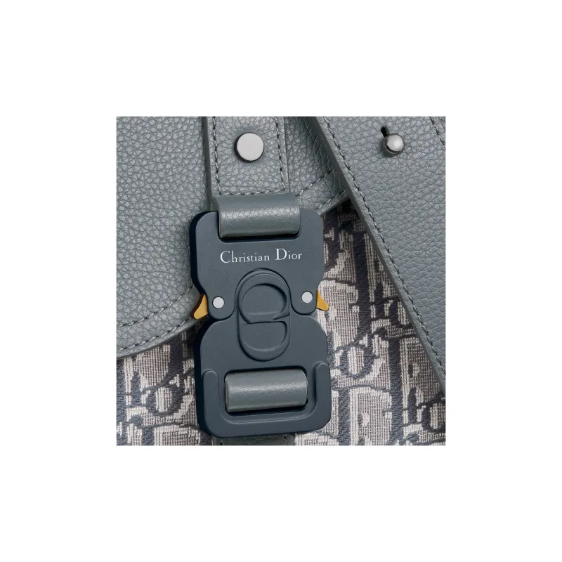 DIOR Oblique Print, Grain Cow Leather Saddle Bag, Messenger Bag, Crossbody Bag, Shoulder Bag Men's Dark Gray-5