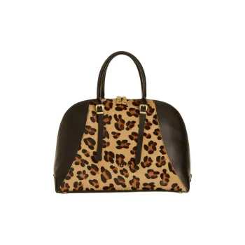 GUESS Genuine Leather Patchwork Handbag Women's Brown