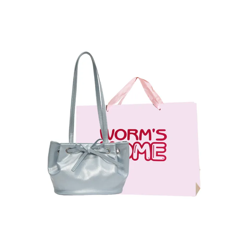Worm's Home PU Tote Bag, Shopping Bag, Handbag, Shoulder Bag Regular Women's White/Red/Black/Pink/Blue-11