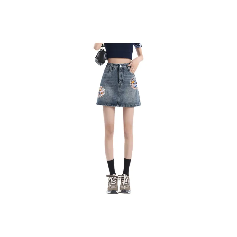 Weixi Denim Short Skirts Women's Blue-1