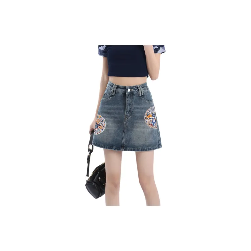 Weixi Denim Short Skirts Women's Blue-3
