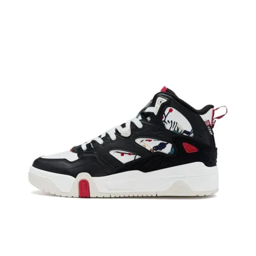 XTEP New Year Collection Lightweight High-Top Skateboard Shoes Women's Black White Red