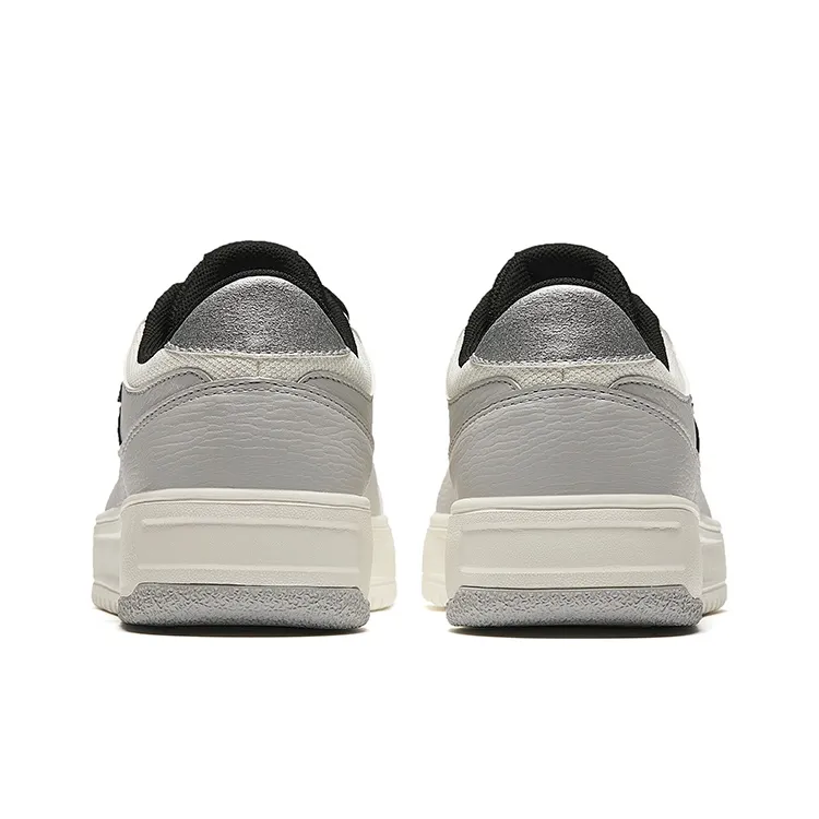 ANTA Life Collection Skateboard Shoes Men Low Top Ivory White/Microchip Gray/Black-3