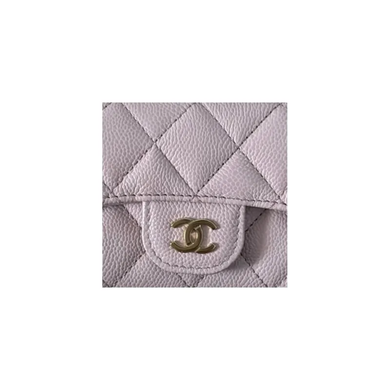 CHANEL Litchi Grain Calfskin Card Holder Women's Light Pink-2