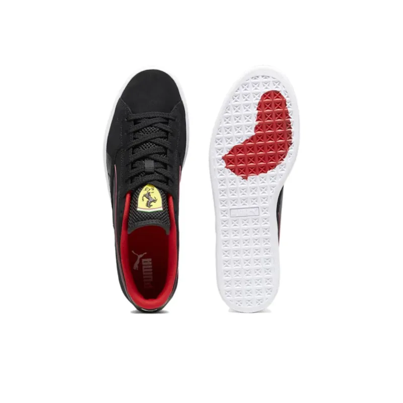 PUMA Suede Anti Slip Wear Resistant Low Top Skateboard Shoes Unisex Black Red-4