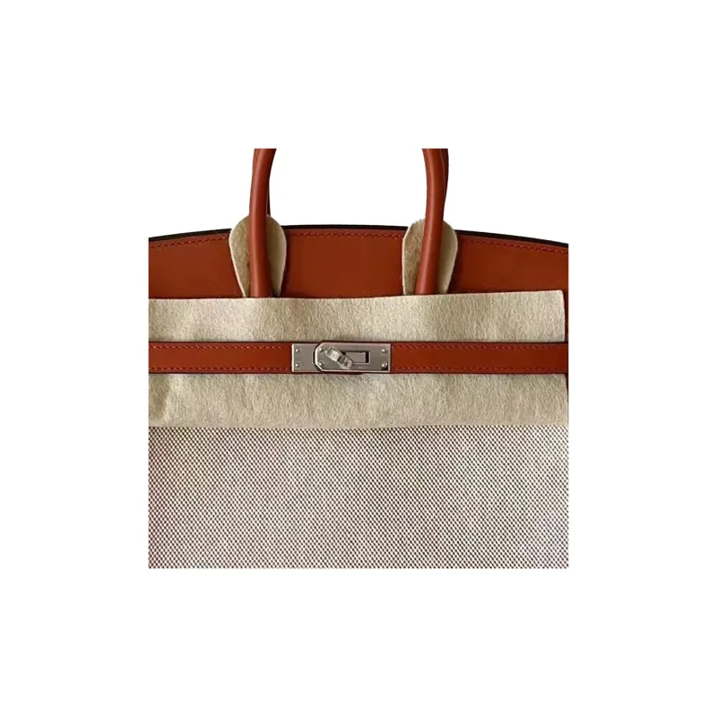 HERMES Birkin Canvas With Leather Canvas Bag Handbags Women's 6C Pumpkin-3