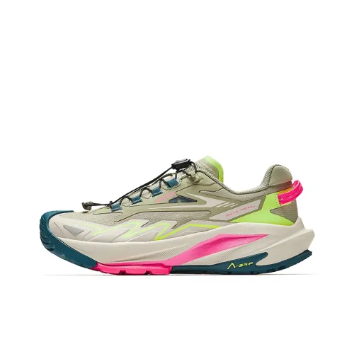 ANTA Running Shoes Women's Low-Top Bleached Green/Mud Sand Gray/Neon Green