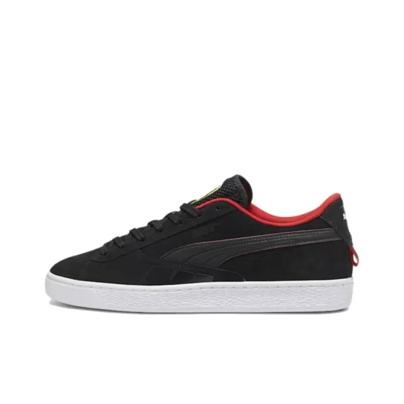 PUMA Suede Anti Slip Wear Resistant Low Top Skateboard Shoes Unisex Black Red-0