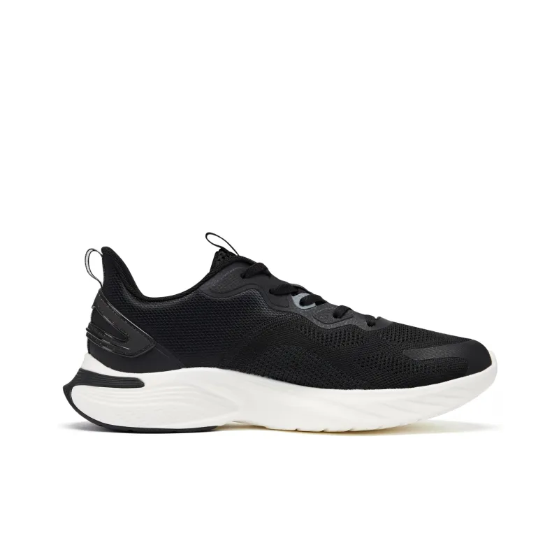 QIAODAN Durable Cushioning Low Top Running Shoes Men's Black White-1