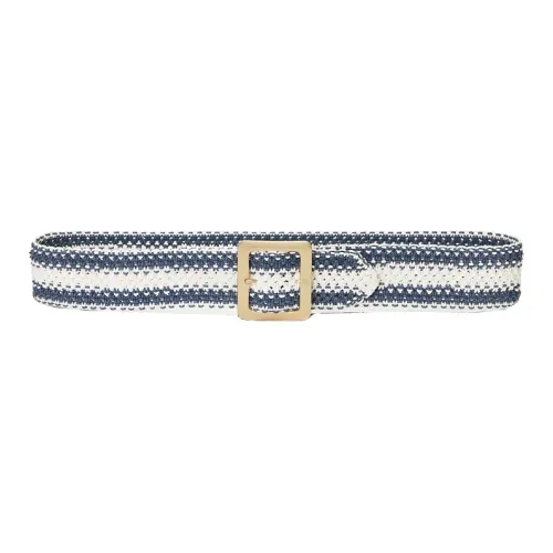 Ralph Lauren Woven Design Pin Buckle Fabric Belt Unisex Dark Indigo/Juice White Width 5.1CM