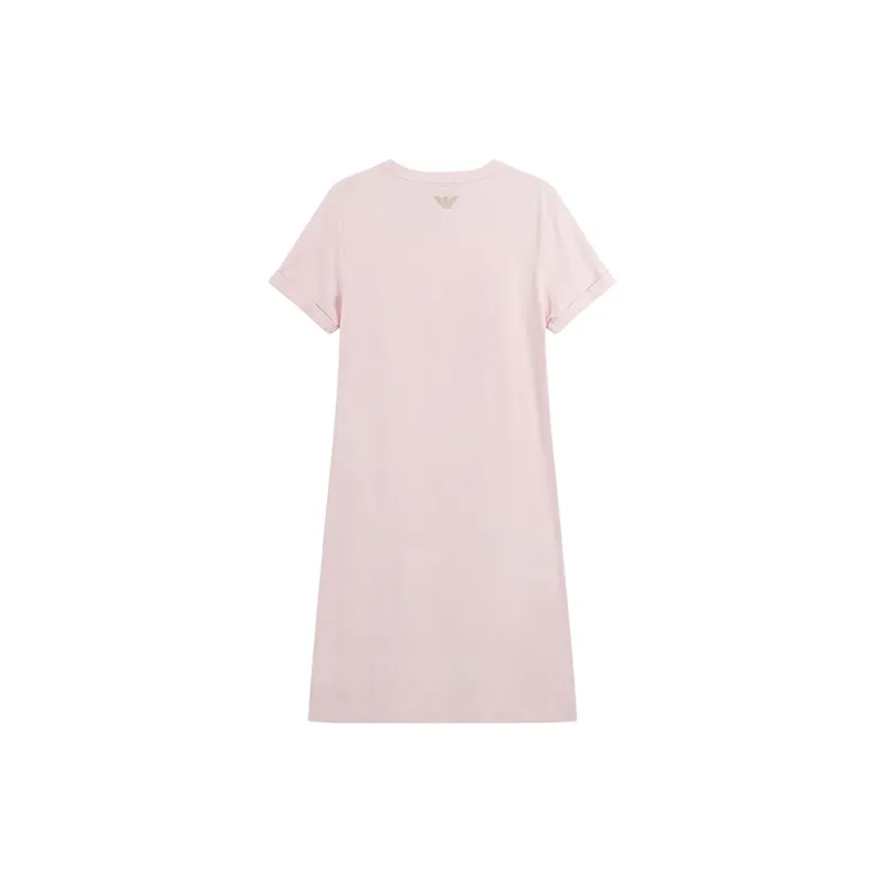 EMPORIO ARMANI EA7 SS24 Short Sleeved Dress Women's Light Pink-1