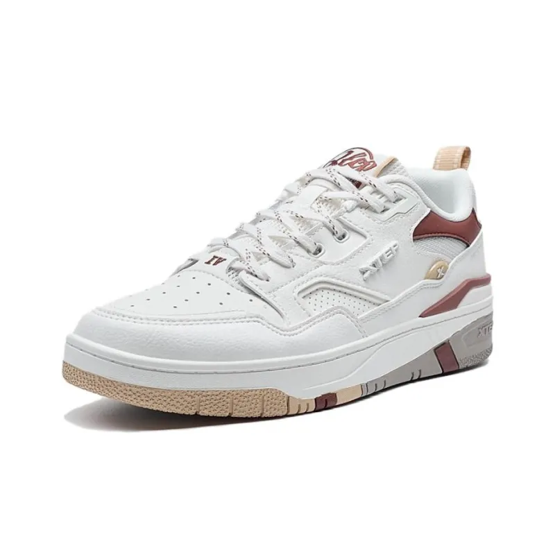 XTEP New Dawn Slip Resistant Low Top Skateboard Shoes Women's White Red-1