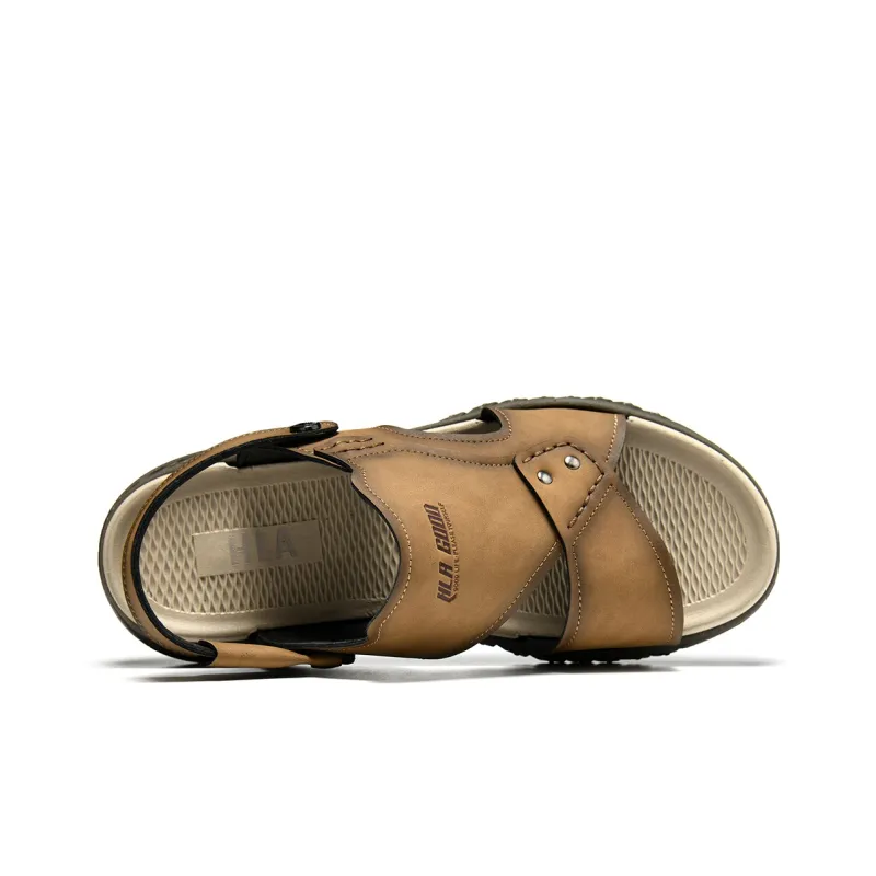 HLA Vintage Breathable Casual Comfortable Beach Sandals Wear-Resistant Slippers With Two Straps Men's-2