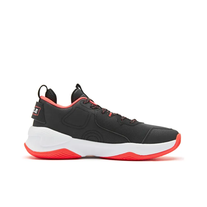 QIAODAN Slip Resistant Low Top Basketball Shoes Men's Black Red-1