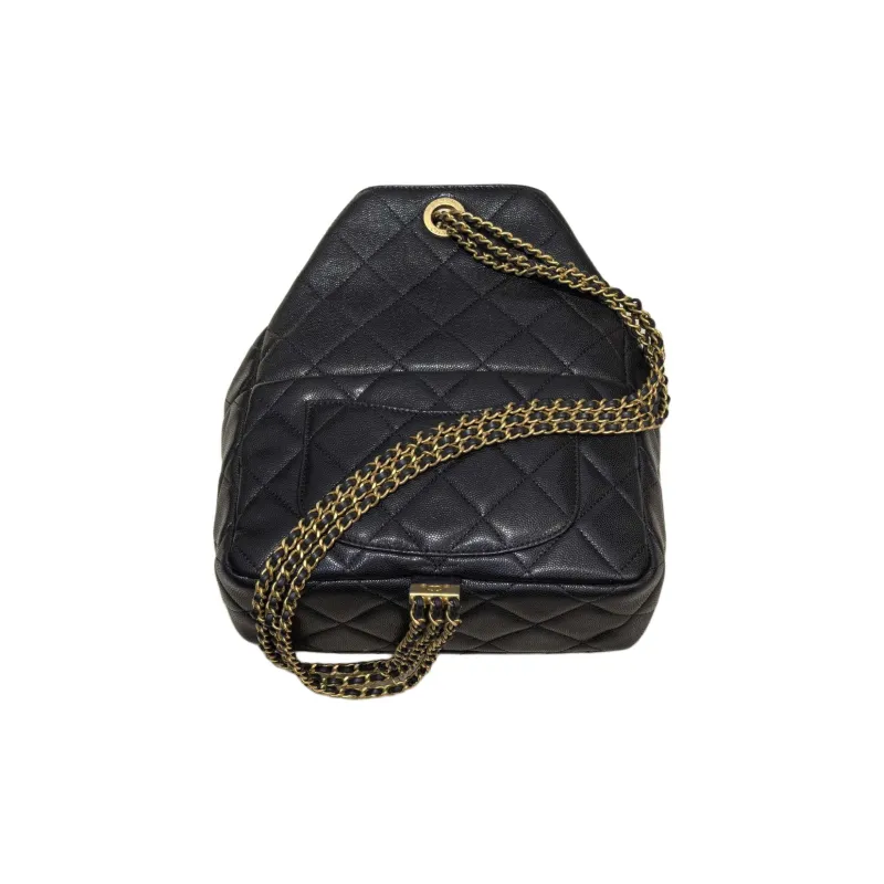 CHANEL Grain Cow Leather Backpack Women's Black-1