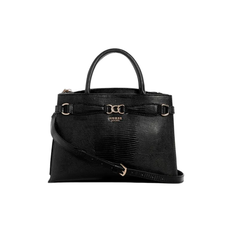 GUESS Imitation Lizard Embossed Leather Handbag Shoulder Bag Crossbody Bag Women's Black-0