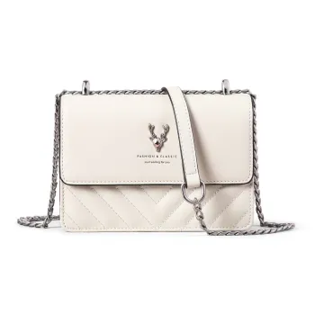 Kevin Cohen Cow Leather With Synthetic Leather Small Square Bag Shoulder Bag, Crossbody Bag Trumpets Women's Ecru