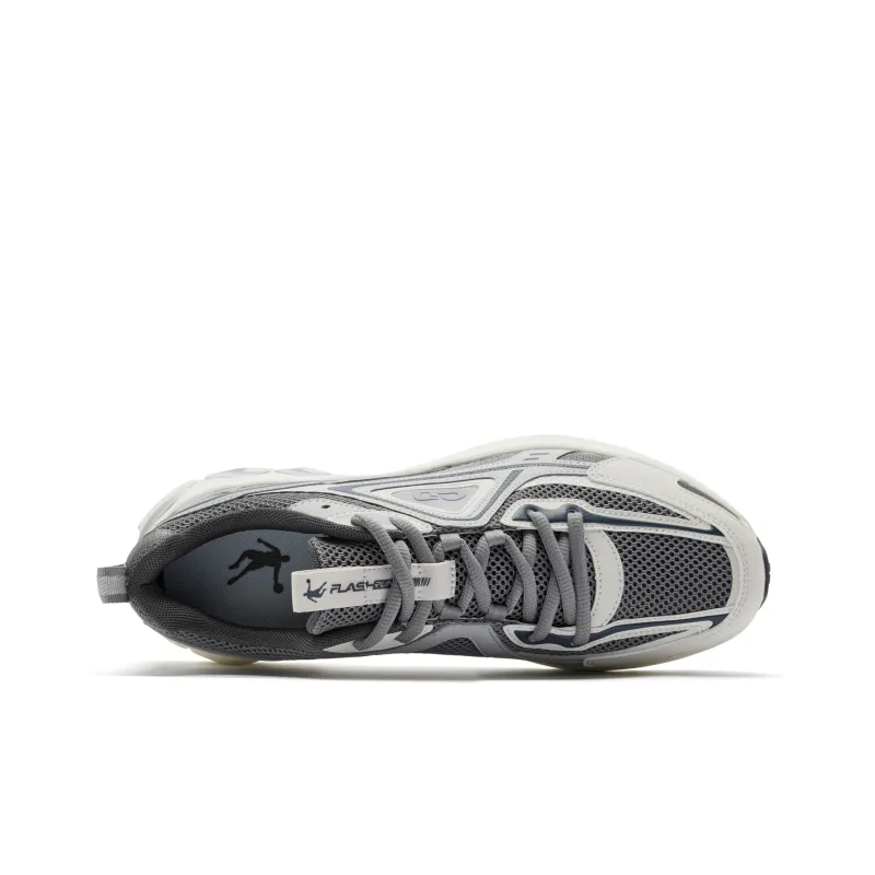 QIAODAN Cushioning, Wear Resistant Low Top Running Shoes Men's Gray White-3