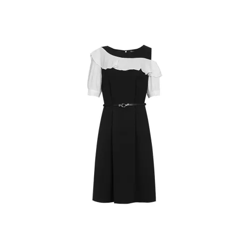 MeetMetro Short-Sleeved Dresses Women's Black