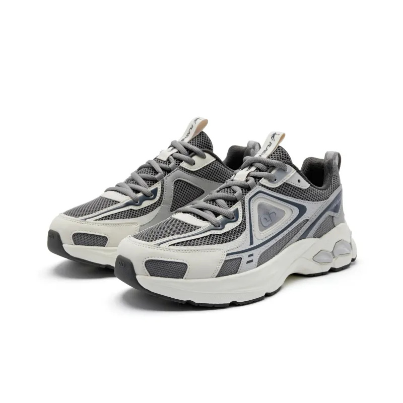 QIAODAN Cushioning, Wear Resistant Low Top Running Shoes Men's Gray White-2