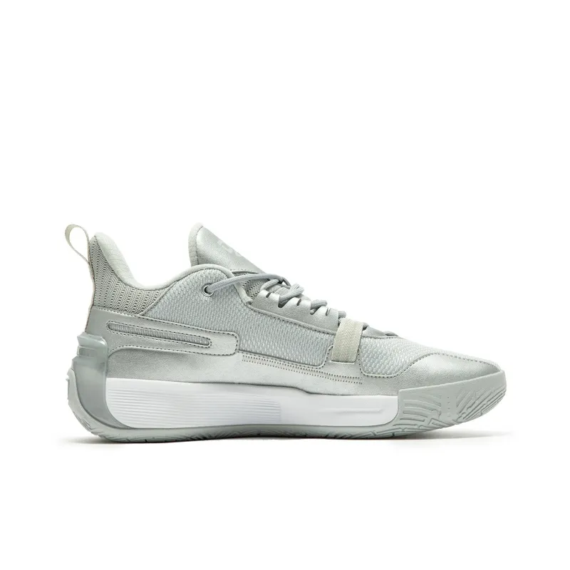 361° Cushioning Wear Resistant Low Top Basketball Shoes Men's Silver White-1