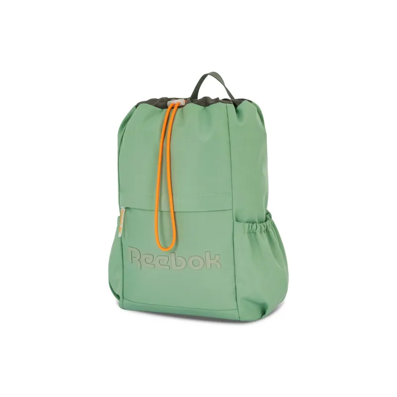 Reebok Fabric Casual Drawstring Backpack Medium Size Women's Cream White/Light Pink/Matcha Green-10