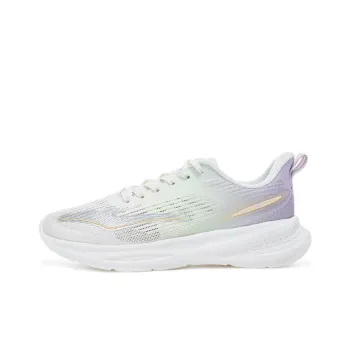 Erke Cushioning Wear-Resistant Low-Top Casual Running Shoes Women's White Green Purple
