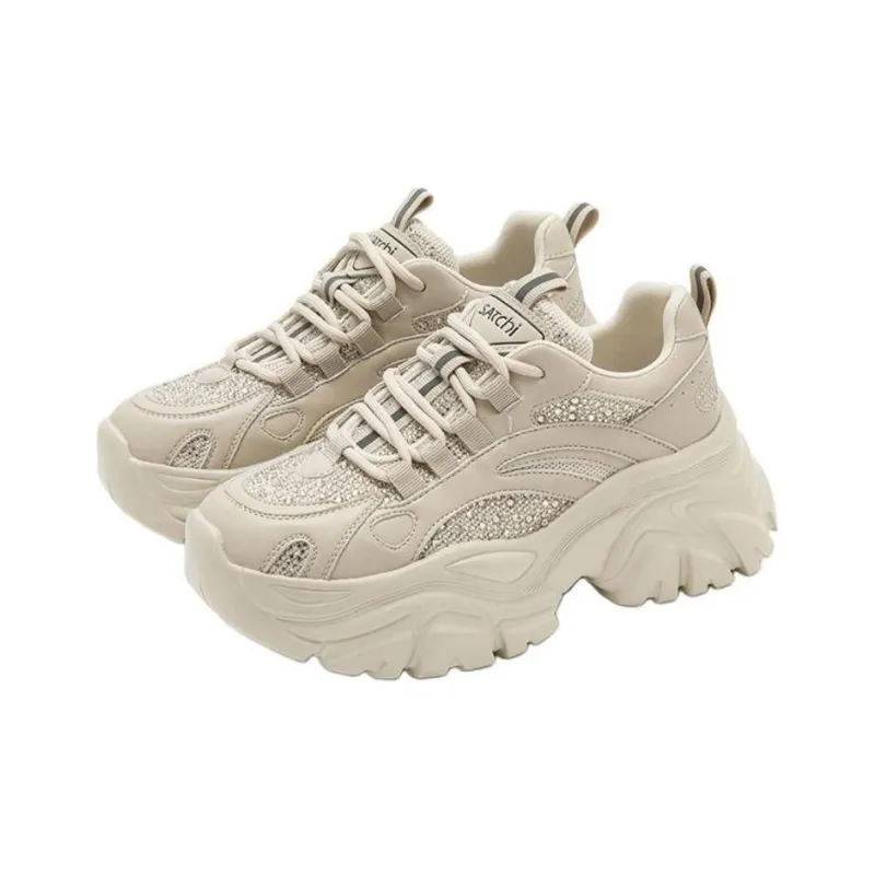 Satchi Low Top Chunky Sneakers Women's Apricot-1