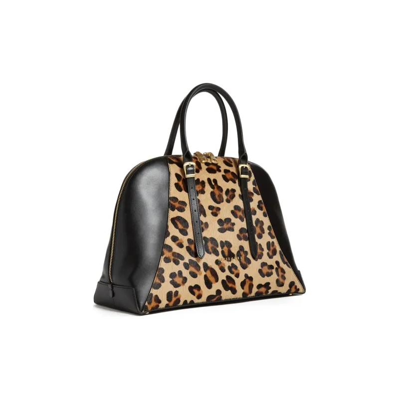 GUESS Genuine Leather Patchwork Handbag Women's Brown-1