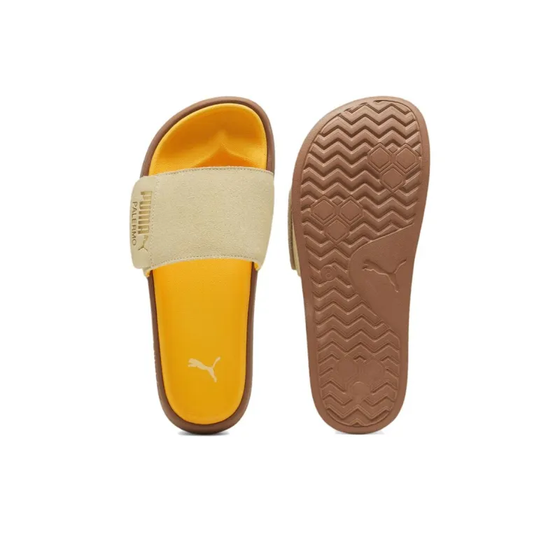 PUMA Leadcat 2.0 Palermo Foil Slides 'Creamy Vanilla PUMA Gold Tangerine Gum'-3