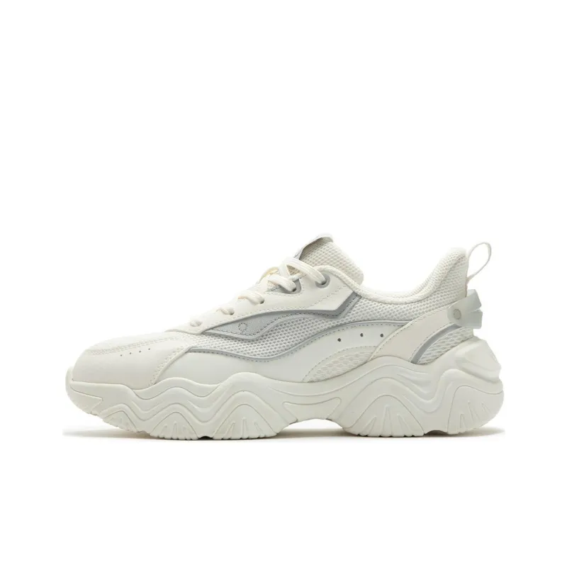 361° Cushioning Wear Resistant Low Top Casual Shoes Women's White Gray-0