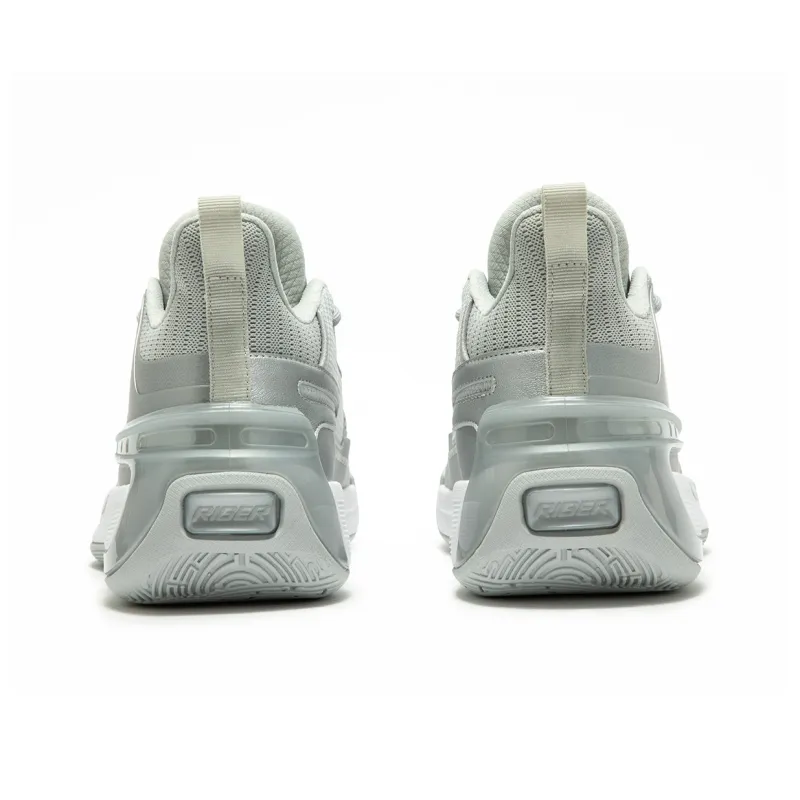 361° Cushioning Wear Resistant Low Top Basketball Shoes Men's Silver White-4
