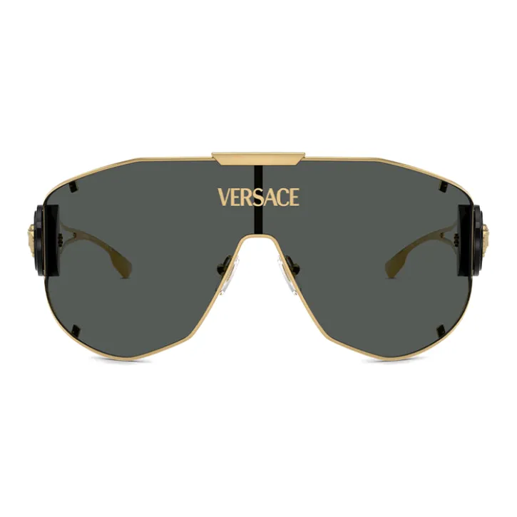 VERSACE Metal Irregular Shape Sunglasses Men's Gold-1