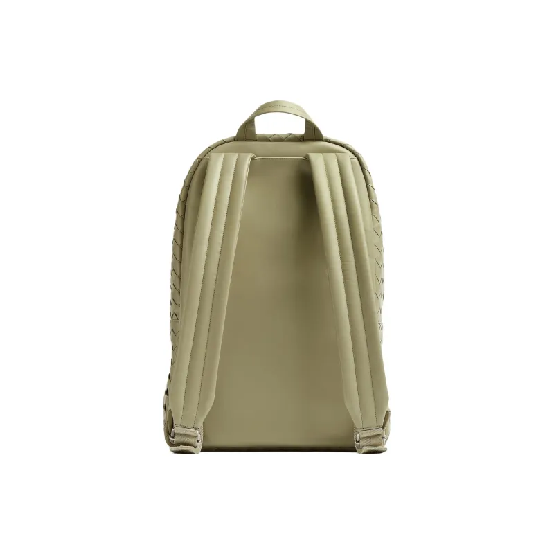 Bottega Veneta Silver Finish Cow Leather Backpack Medium Size Men's Cave Stone Green-3