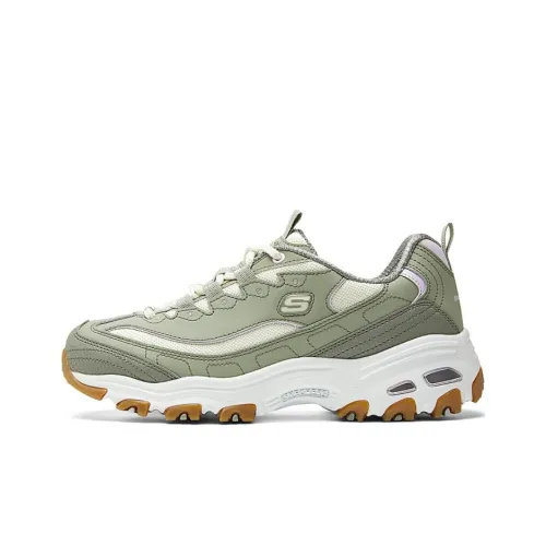 Skechers DLITES Anti-Slip And Wear-Resistant Breathable Low-Top Casual Running Shoes Women's Green White