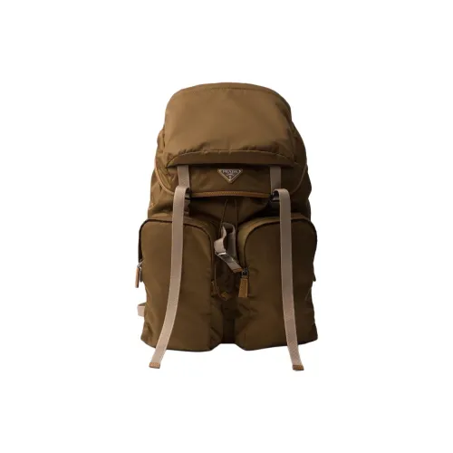PRADA Recycled Nylon With Patchwork Leather Backpack Men's Brown