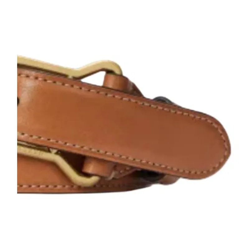 Ralph Lauren Purple Label Letter Carving Design Leather Belts Unisex Brown Width: 2.5CM-2