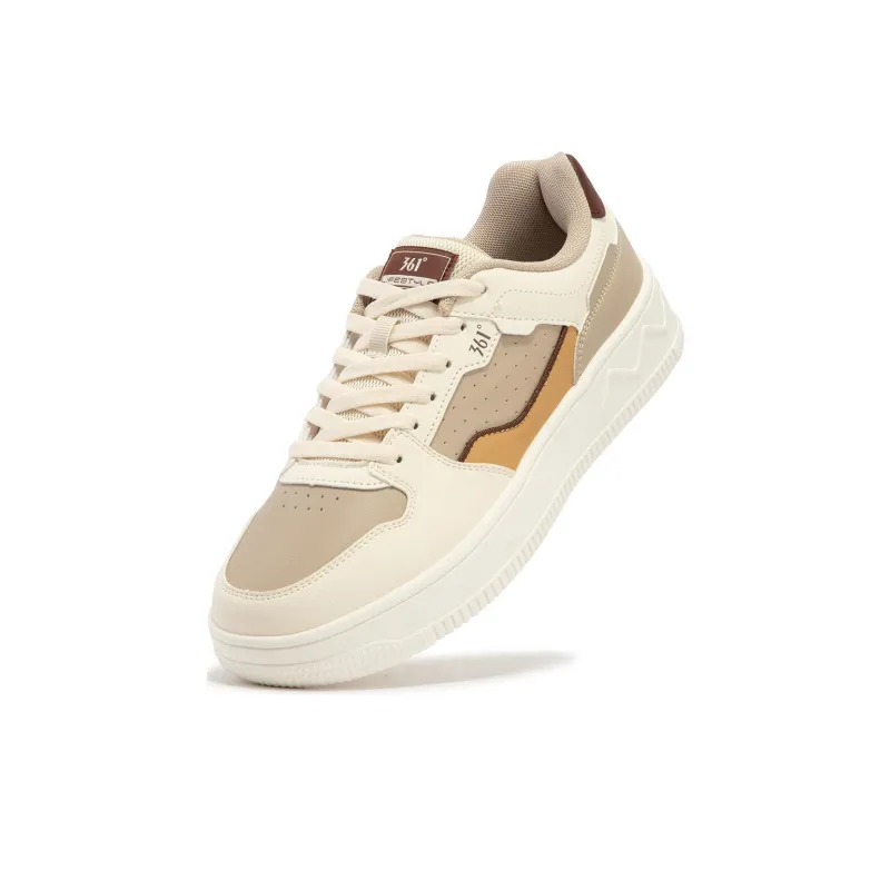 361° Slip-Resistant Cushioning Low-Top Skateboard Shoes Men's Beige Umber Yellow-4