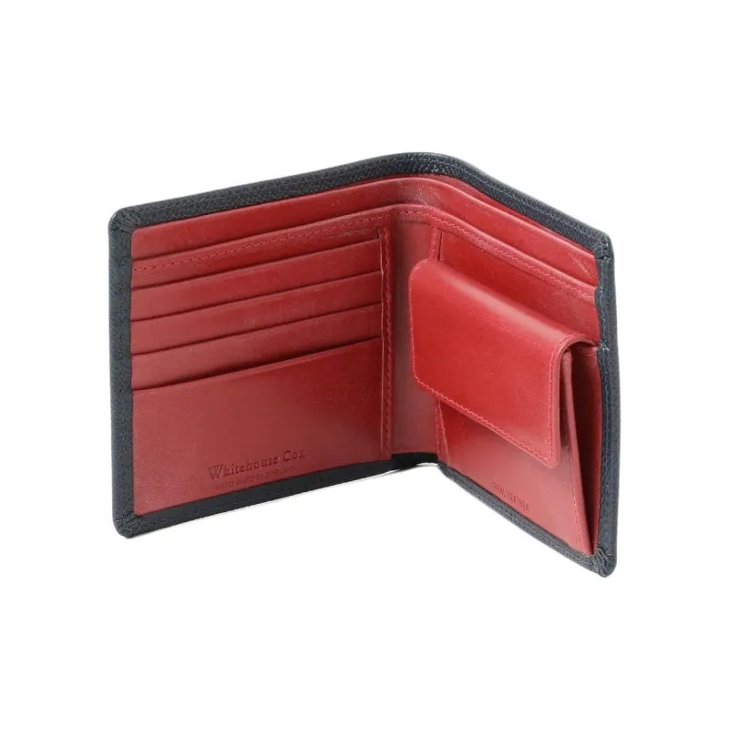 Beams Whitehouse Cox Collaboration Cow Leather Wallet Men's Black/Brown With Marine Blue/Marine Blue With Red-9