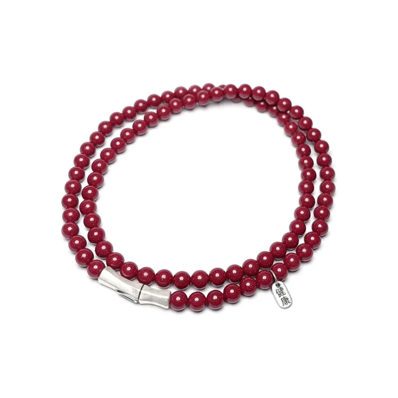 MOUNTAINS AND MANS Cinnabar Multi Wrap Stacking Fortune Beaded Bracelet Unisex-2