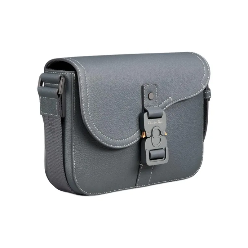 DIOR Grained Calfskin Saddle Messenger Bag, Crossbody Bag, Shoulder Bag Men's Dark Gray-2