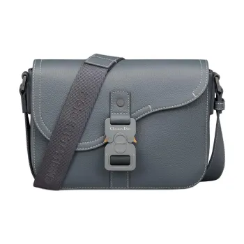 DIOR Grained Calfskin Saddle Messenger Bag, Crossbody Bag, Shoulder Bag Men's Dark Gray