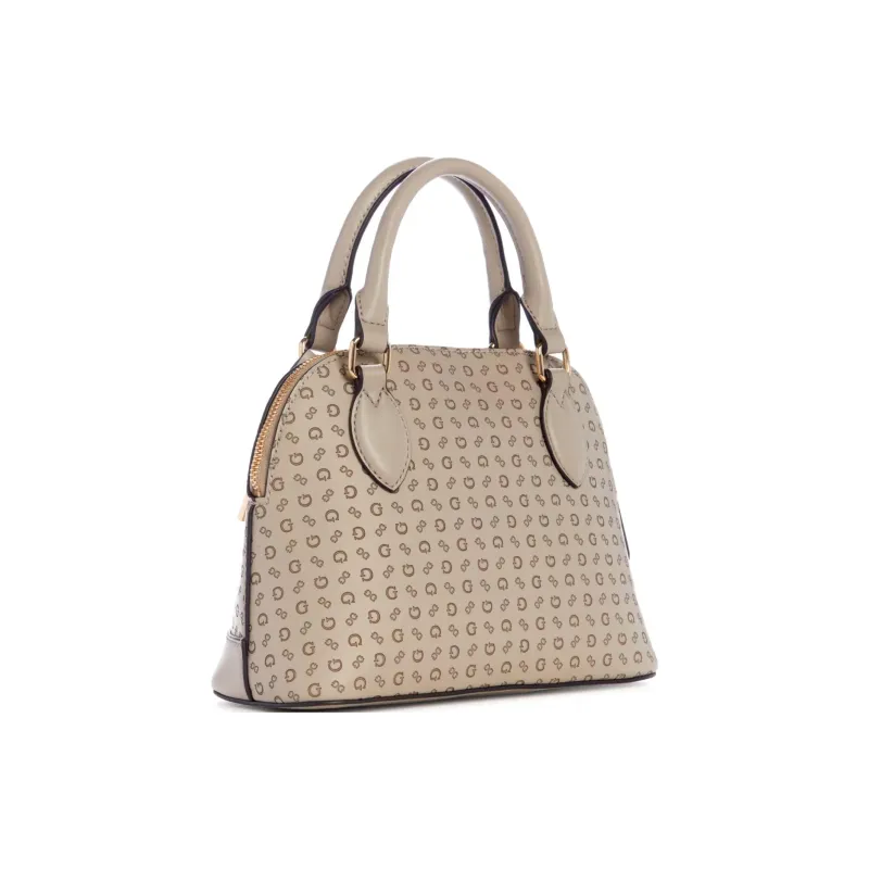 GUESS Faux Leather Dome Bag Shoulder Bag Crossbody Bag Handbag Mini Women's Light Brown-1