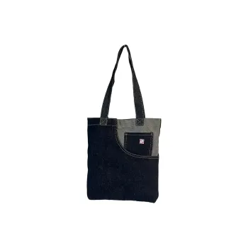 OUZIHUANG Canvas Canvas Bag Tote Bag Shopping Bag Shoulder Bag Regular Unisex Black/Dark Blue
