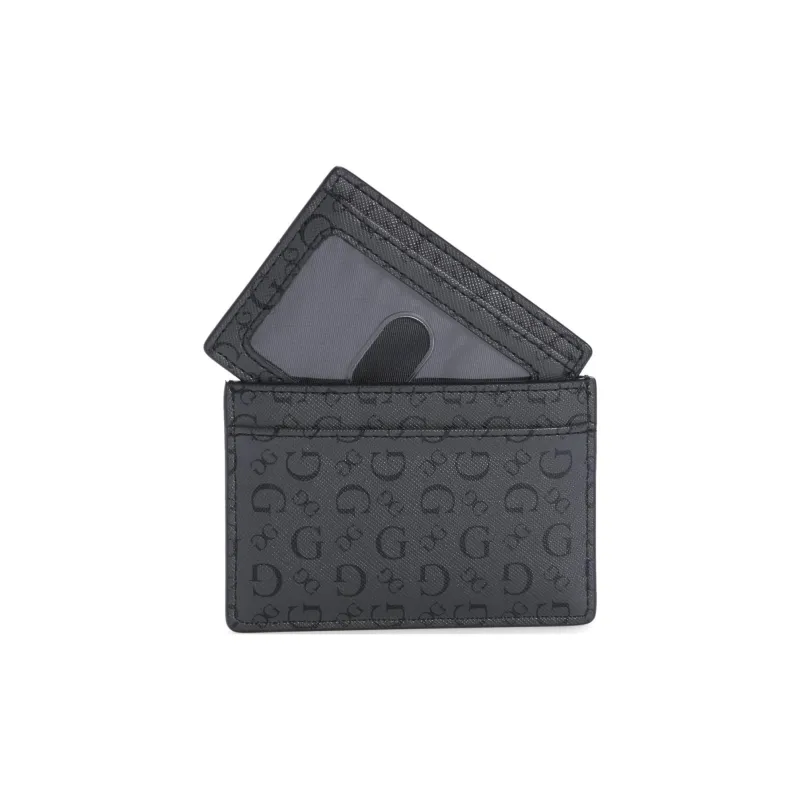 GUESS Faux Leather Card Holder Men's Black-1