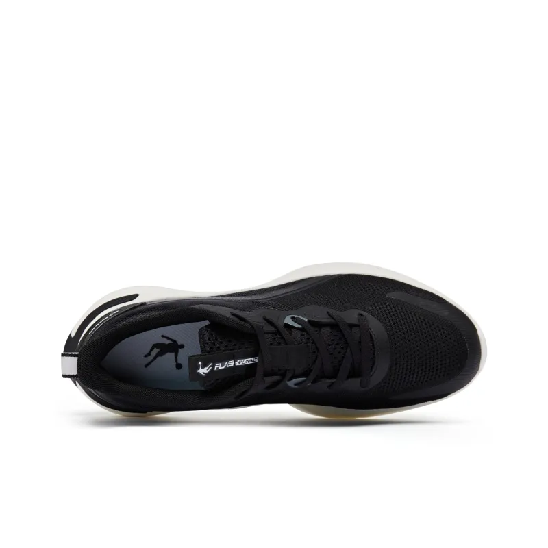 QIAODAN Durable Cushioning Low Top Running Shoes Men's Black White-3